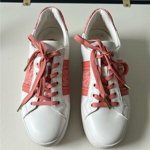 Michael Kors Women's White and coral Sneakers -size 6